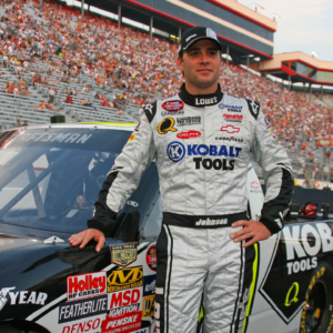 Nascar Craftsman Truck Series driver Jimmie Johnson poses for a photo prior to the O'Reilly 200 at the Bristol Motor Speedway.