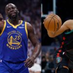 Draymond Green (L) and Jordan Poole (R)