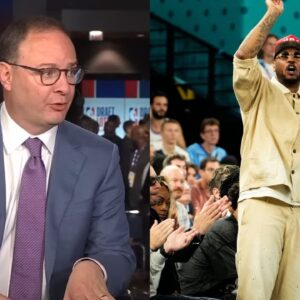 Adrian Wojnarowski (L) and Carmelo Anthony (R)