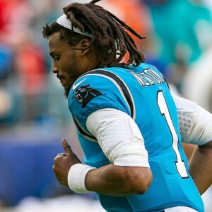 Carolina Panthers quarterback Cam Newton (1), leaves the field dejected after the Panthers were defeated by the Dolphins during NFL game at Hard Rock Stadium Sunday in Miami Gardens. Carolina Panthers V Miami Dolphins 51