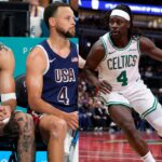 Jayson Tatum (L) and Jrue Holiday (R)