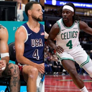 Jayson Tatum (L) and Jrue Holiday (R)