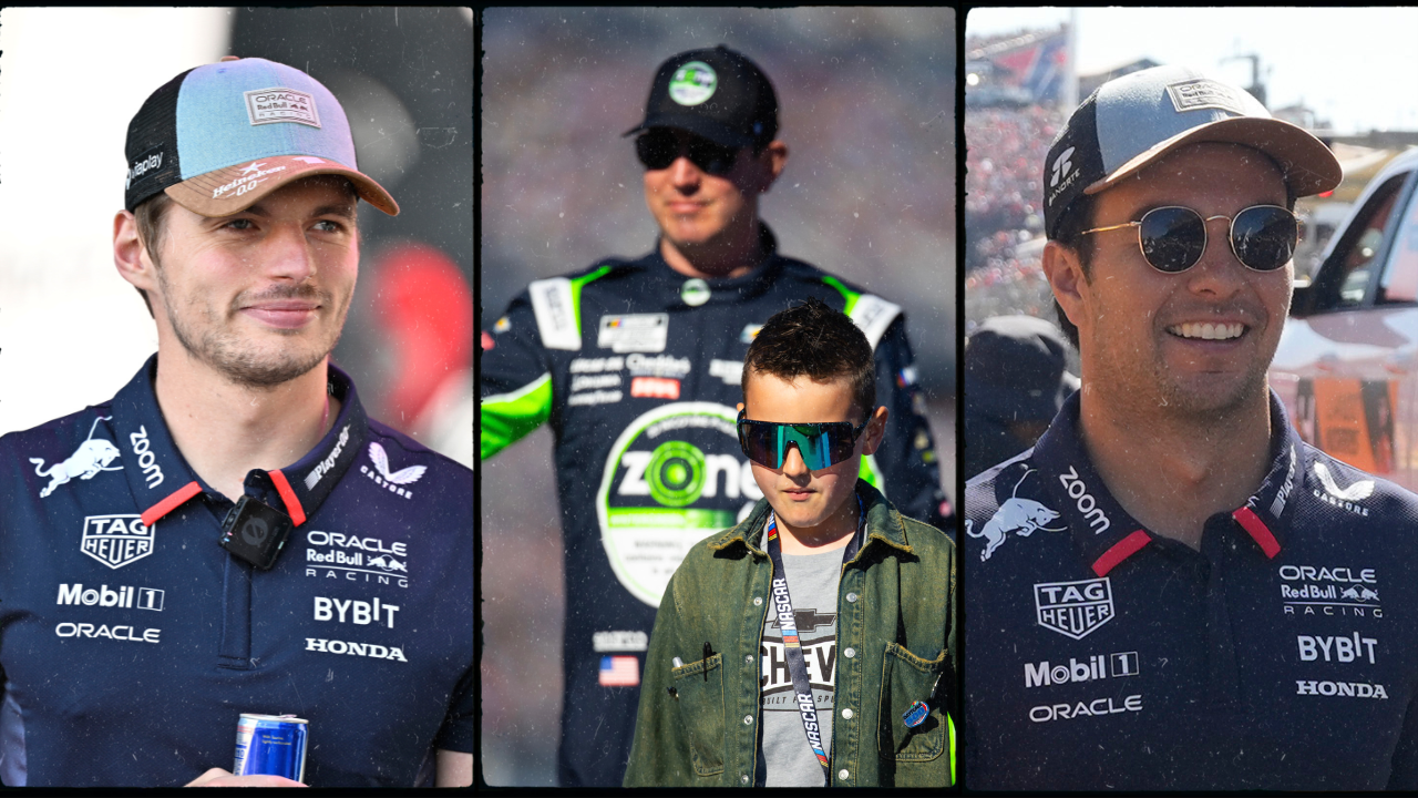 Max Verstappen, Kyle Busch, and Sergio Perez.