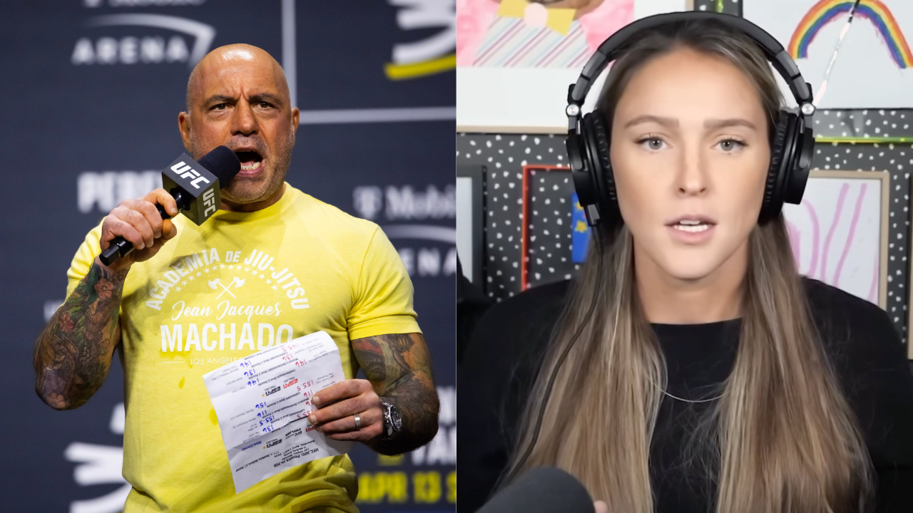Joe Rogan (L) and Kylie Kelce (R)