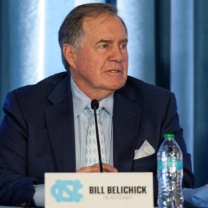 North Carolina Tar Heels new head coach Bill Belichick speaks to those attending his hiring announcement at Loudermilk Center for Excellence.