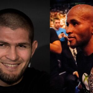 Khabib Nurmagomedov (L), Demetrious Johnson (R)