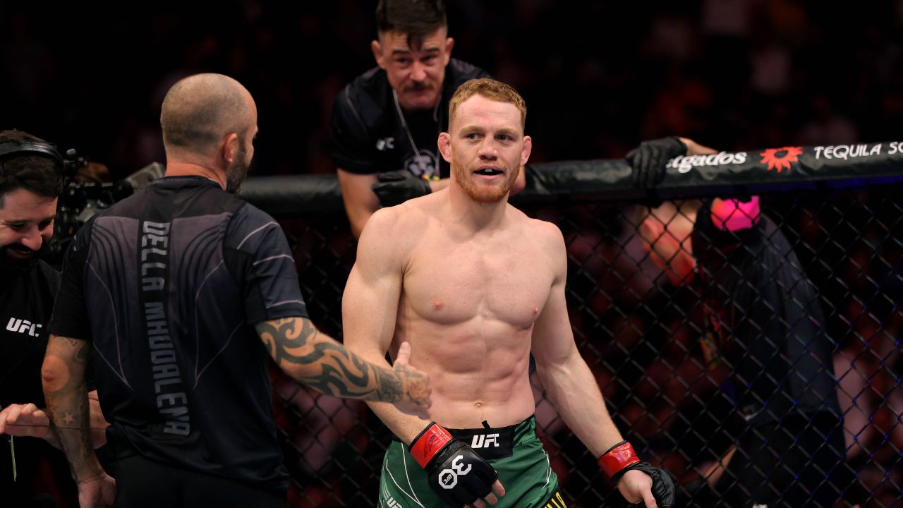 UFC 284 PERTH, Jack Della Maddalena of Australia celebrates his win against Randy Brown of Jamaica during their Welterweight bout at UFC 284 at RAC Arena in Perth, Sunday, February 12, 2023. ( !ACHTUNG: NUR REDAKTIONELLE NUTZUNG, KEINE ARCHIVIERUNG UND KEINE BUCHNUTZUNG! PERTH WESTERN AUSTRALIA AUSTRALIA PUBLICATIONxNOTxINxAUSxNZLxPNGxFIJxVANxSOLxTGA Copyright: xRICHARDxWAINWRIGHTx 20230212001762801801
