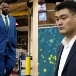 Shaquille O'Neal (L) and Yao Ming (R)