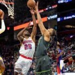 Jonathan Kuminga (L), Andrew Wiggins (C), Jimmy Butler (R)