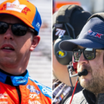 (L-R) NASCAR Cup Series driver Brad Keselowski with spotter TJ Majors.