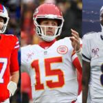 Buffalo Bills QB Josh Allen, Kansas City QB Patrick Mahomes, Baltimore Ravens QB Lamar Jackson - USA TODAY
