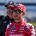 NASCAR Cup Series driver Kyle Larson (5) looks on during practice at Martinsville Speedway.