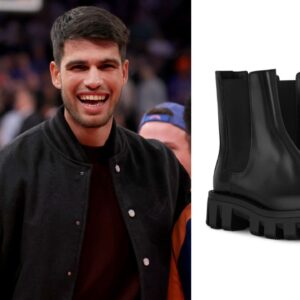 Ben Shelton (L), Carlos Alcaraz (C), Louis Vuitton sneakers (R)