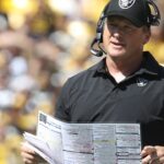 Las Vegas Raiders head coach Jon Gruden looks on from the sidelines against the Pittsburgh Steelers during the second quarter at Heinz Field.