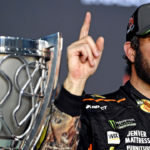 NASCAR Cup Series driver Martin Truex Jr. (78) celebrates winning the NASCAR Cup Championship after the Ford EcoBoost 400 and the NASCAR Cup Championship at Homestead-Miami Speedway.