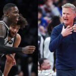 Dennis Schroder (L) and Steve Kerr (R)