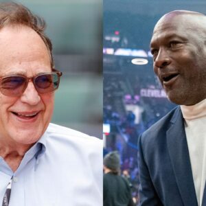Jerry Reinsdorf (L), Michael Jordan (R)