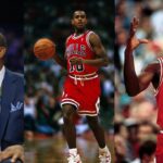 Isiah Thomas (L), BJ Armstrong (C), Michael Jordan (R)