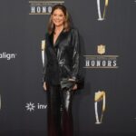 Randi Mahomes on the red carpet before the NFL Honors show at Resorts World Theatre.