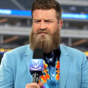 Ryan Fitzpatrick on the Thursday Night Football Tonight set at SoFi Stadium.