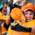 British driver LANDO NORRIS (McLaren F1 Team) celebrating in the pitlane after the 2024 FIA Formula 1 Abu Dhabi Grand Prix at Yas Marina Circuit