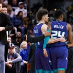 Chandler Parsons (L), LaMelo Ball and Brandon Miller (R)