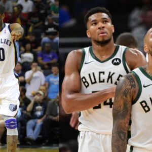 Gilbert Arenas (L), Giannis Antetokounmpo and Damian Lillard (R)