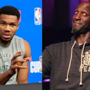 Giannis Antetokounmpo (L) and Kevin Garnett (R)