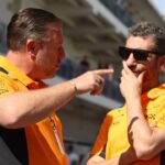 In the picture managing director Zak Brown McLaren Formula 1 Team talking to team principal Andrea Stella McLaren Formula 1 Team