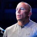 Georges St-Pierre before a fight between Ronaldo Souza (red gloves) and Francis Carmont (blue gloves) during UFC Fight Night Machida vs Mousasi at Arena Jaragua.