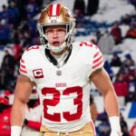 San Francisco 49ers running back Christian McCaffrey (23) warms up prior to the game against the Buffalo Bills at Highmark Stadium.