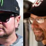 (L-R) Former NASCAR Cup Series drivers Kurt Busch and Kyle Petty