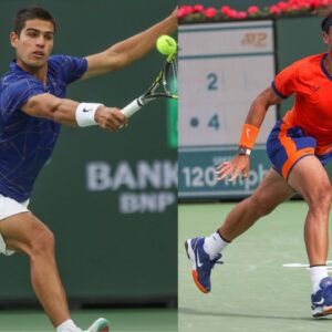 Carlos Alcaraz (L) and Rafael Nadal (R)