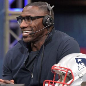 Denver Broncos and Baltimore Ravens former tight end Shannon Sharpe on radio row at the Super Bowl LIII media center at the Georgia World Congress Center.