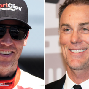 (L-R) Denny Hamlin and Kevin Harvick