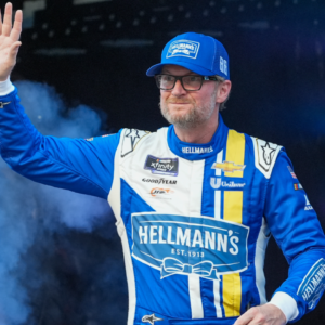 NASCAR Xfinity Series driver Dale Earnhardt Jr. (88) during driver introductions for the Food City 300 at Bristol Motor Speedway.