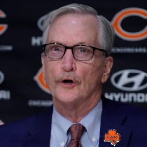 Chicago Bears Chairman George McCaskey speaks at a Press Conference to introduce new Chicago Bears-Head Coach Matt Eberflus and General Manager Ryan Poles