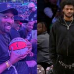 Gilbert Arenas (L) and Bronny James (R)