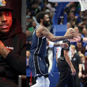 Jeff Teague (L) and Luka Doncic and Kyrie Irving (R)