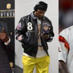 Shannon Sharpe [Left]; Lamar Jackson [Center]; Chad Johsnon [Right]