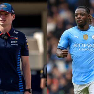 Max Verstappen (L) and Jeremy Doku (R)