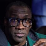 Former NFL player Shannon Sharpe looks on in the second half of the in season tournament championship final between the Indiana Pacers and the Los Angeles Lakers at T-Mobile Arena.