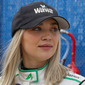 NASCAR Xfinity Series driver Natalie Decker (53) in the garage area before the race at Daytona International Speedway.