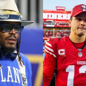 Cam Newton and Brock Purdy