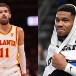 Trae Young(L) and Giannis Antetokounmpo(R)