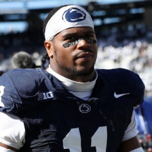Penn State Nittany Lions defensive end Abdul Carter (11) walks off the field following the game against the UCLA Bruins at Beaver Stadium.