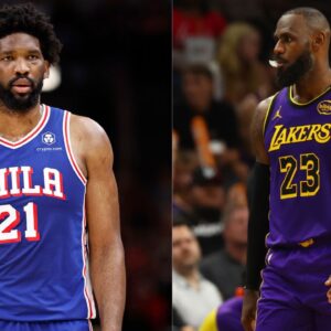 Joel Embiid (L) and LeBron James (R)