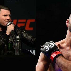 Michael Bisping (L), Muhammad Mokaev (R)