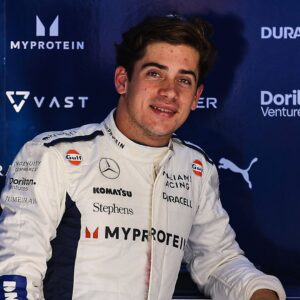 Franco Colapinto, racing for the Williams Racing team, posing in the team garage, during the 2024 Italian Grand Prix at Autodromo Nazionale Monza, Italy