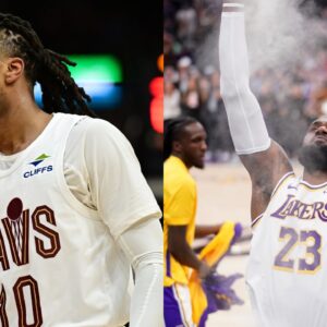 Darius Garland (L) and LeBron James (R)